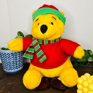 Disney Vintage Winnie The Pooh Christmas Holiday Y2K Plush Toy
